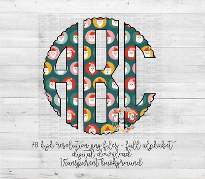 Santa Monogram, Multi - Multiple Styles - Digital Download