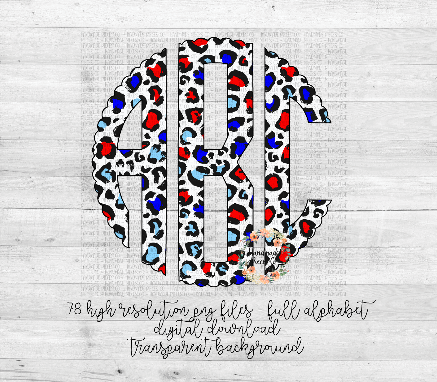 Leopard Monogram, Patriotic Version 2 - Multiple Styles - Digital Download