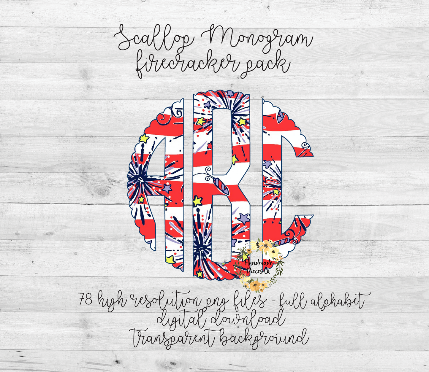 Firecracker Monogram - Multiple Styles - Digital Download