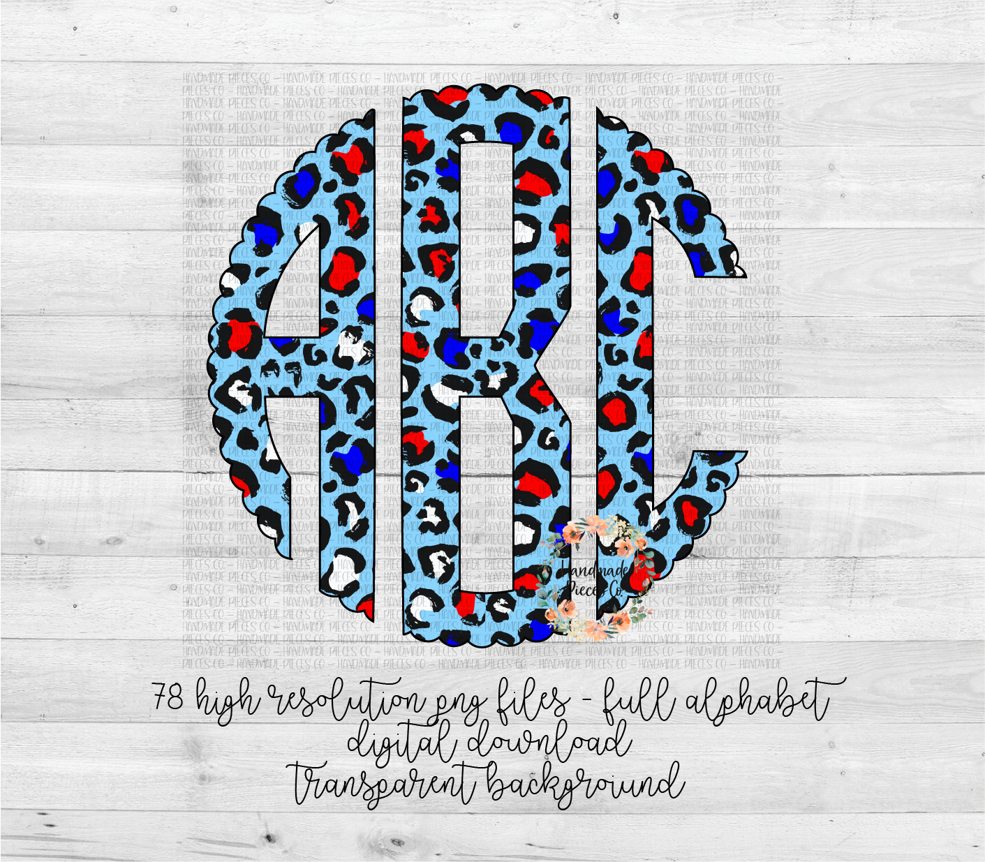 Leopard Monogram, Patriotic Version 3 - Multiple Styles - Digital Download