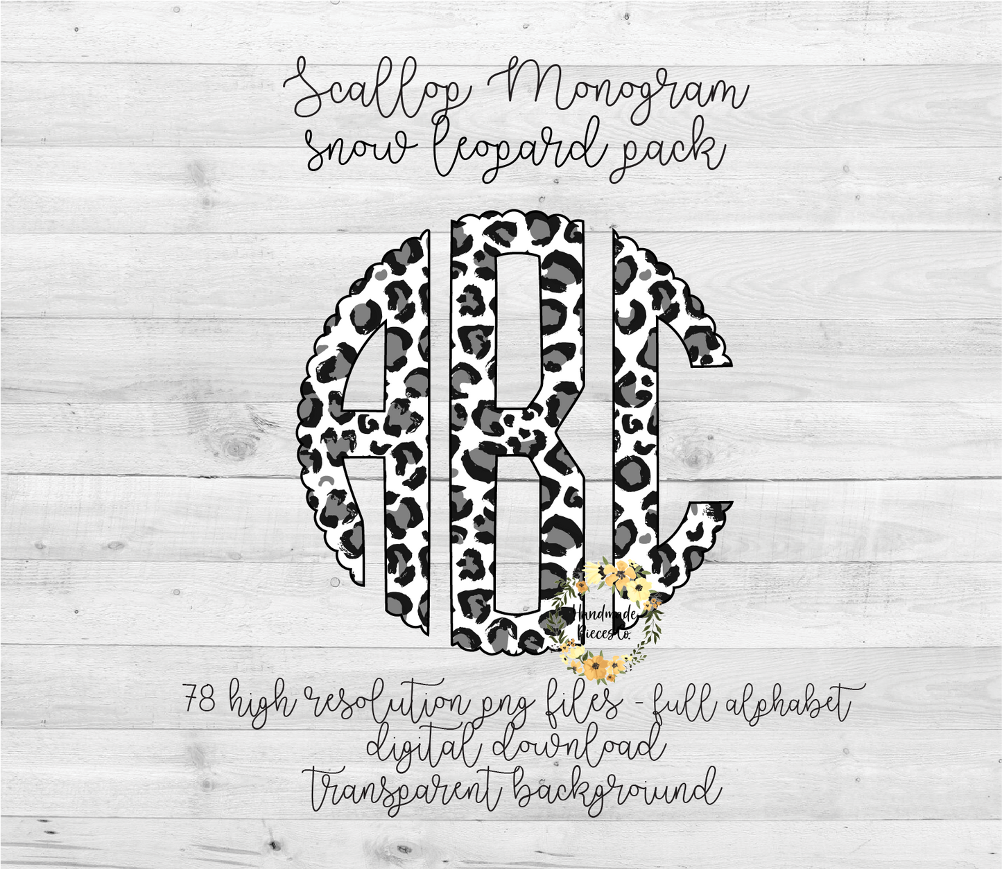 Leopard, Snow Monogram - Multiple Styles - Digital Download