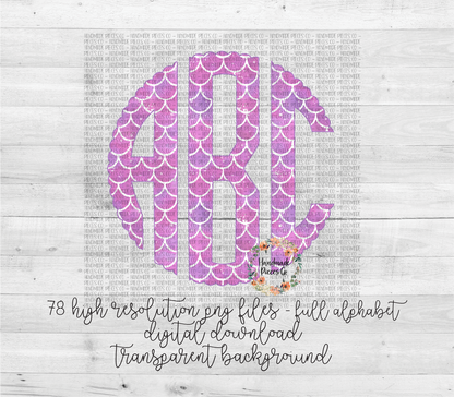 Mermaid, Pink Monogram - Multiple Styles - Digital Download