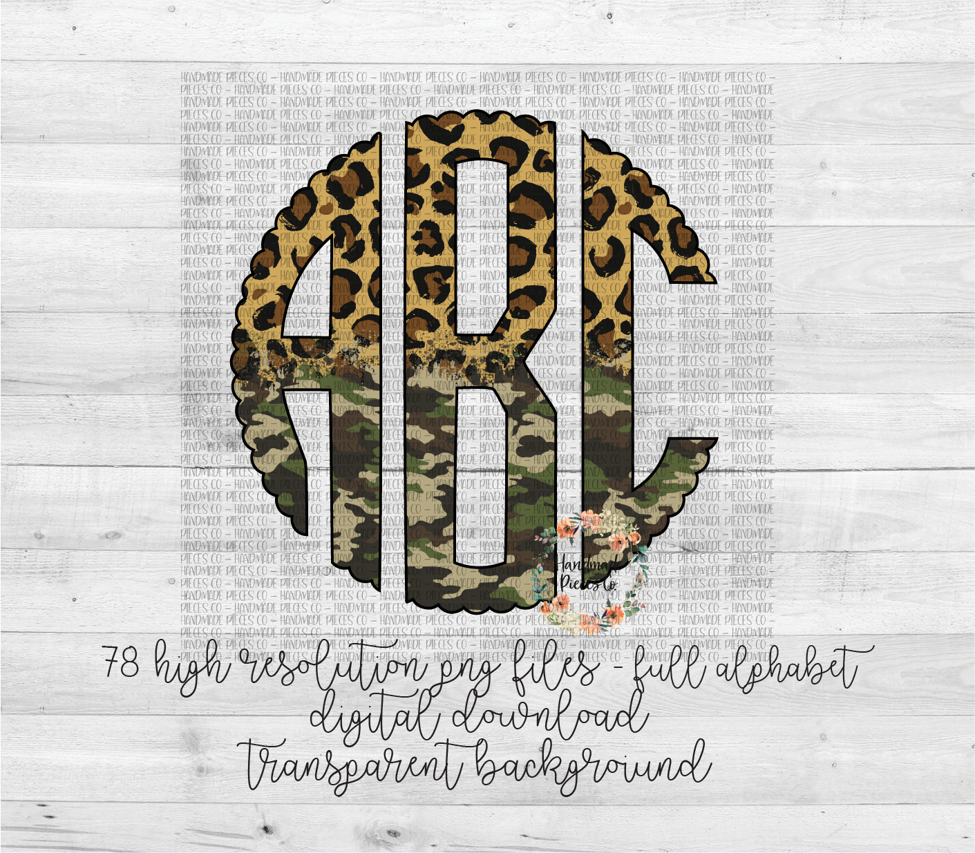 Leopard Camo Split Monogram - Multiple Styles - Digital Download