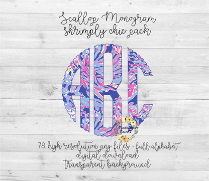 Shrimply Chic Monogram - Multiple Styles - Digital Download