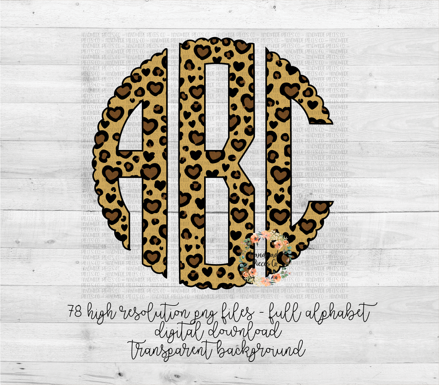 Leopard Hearts Monogram - Multiple Styles - Digital Download