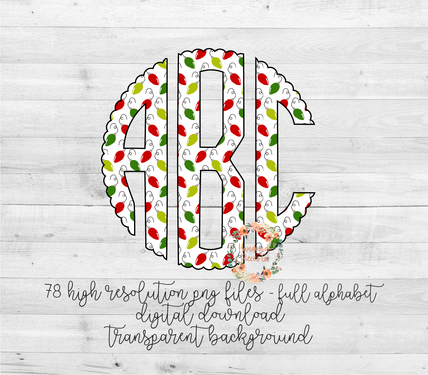 Christmas Lights Monogram - Multiple Styles - Digital Download