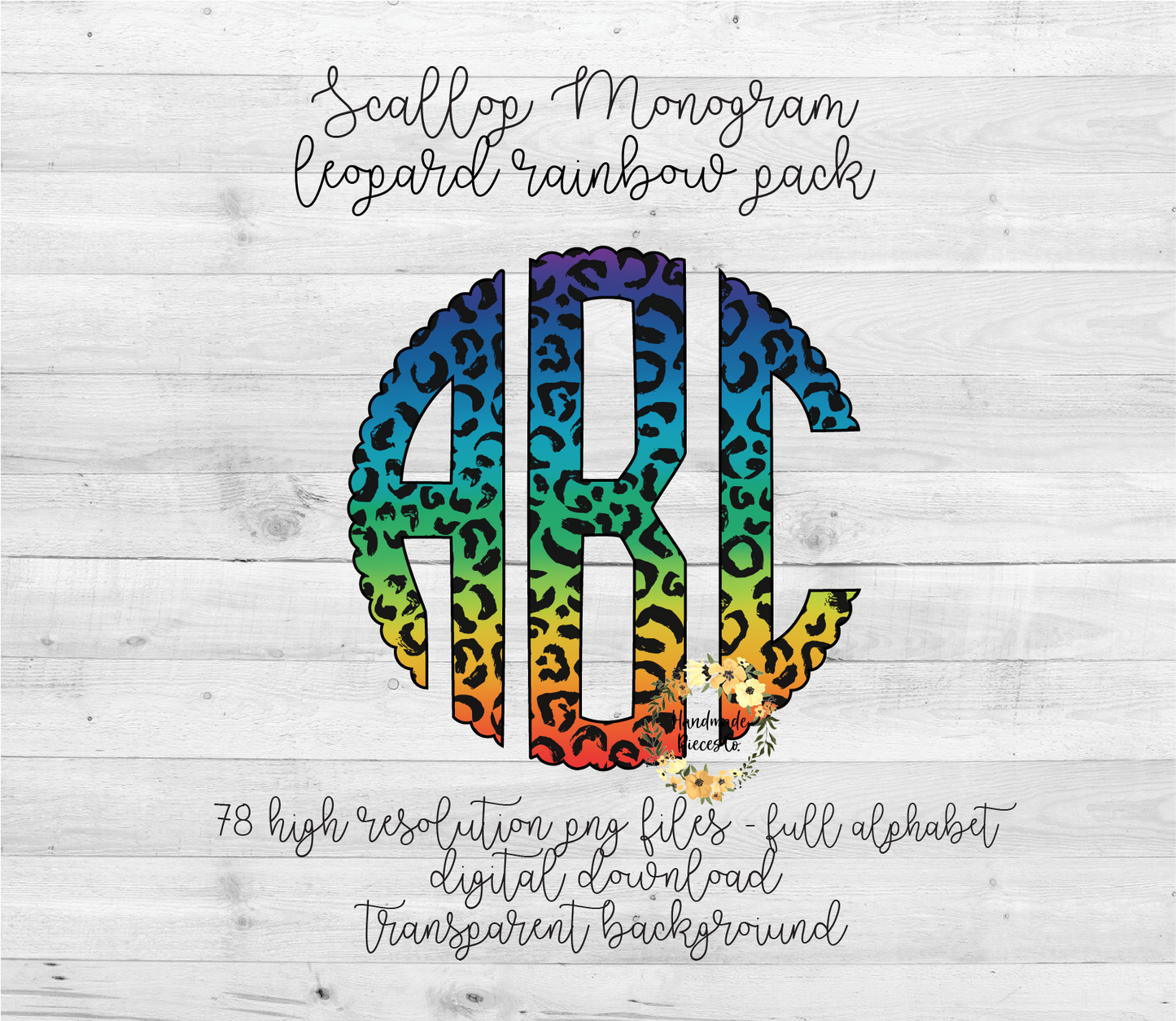 Leopard, Rainbow Monogram - Multiple Styles - Digital Download