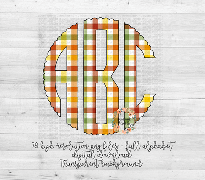 Autumn Plaid Monogram, Bright - Multiple Styles - Digital Download