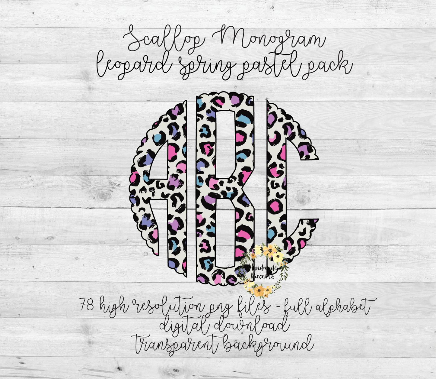 Leopard, Spring Pastel Monogram - Multiple Styles - Digital Download