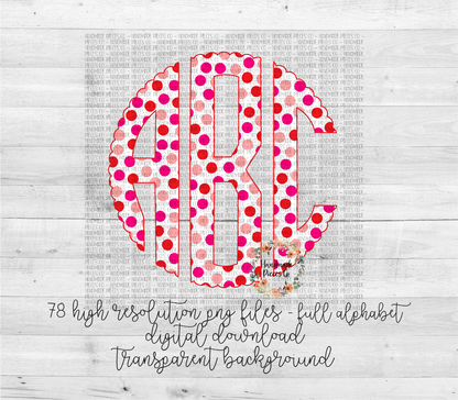 Valentine's Day, Polka Dot Monogram - Multiple Styles - Digital Download