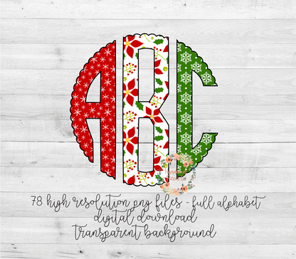 Christmas Trio Monogram - Multiple Styles - Digital Download