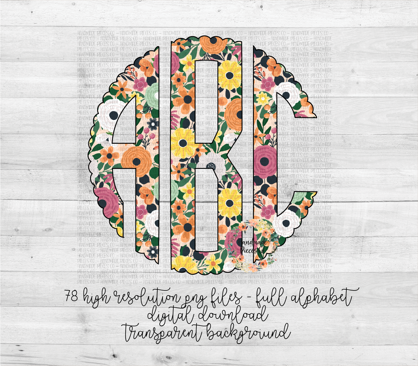 Fall Floral Monogram, Version 2 - Multiple Styles - Digital Download