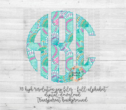 Seashell Monogram, Version 2 - Multiple Styles - Digital Download