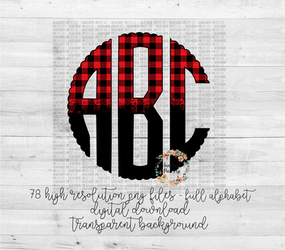 Buffalo Plaid Red Split Monogram - Multiple Styles - Digital Download