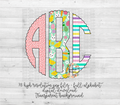 Easter Trio Monogram - Multiple Styles - Digital Download