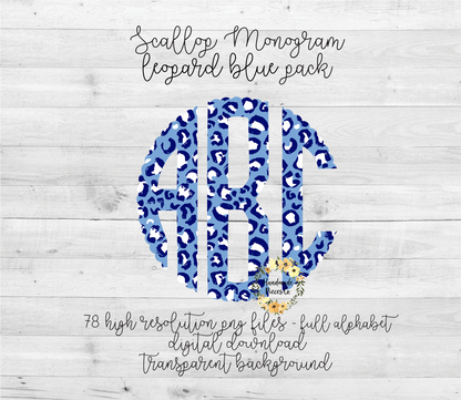 Leopard, Blue Tinted Monogram - Multiple Styles - Digital Download