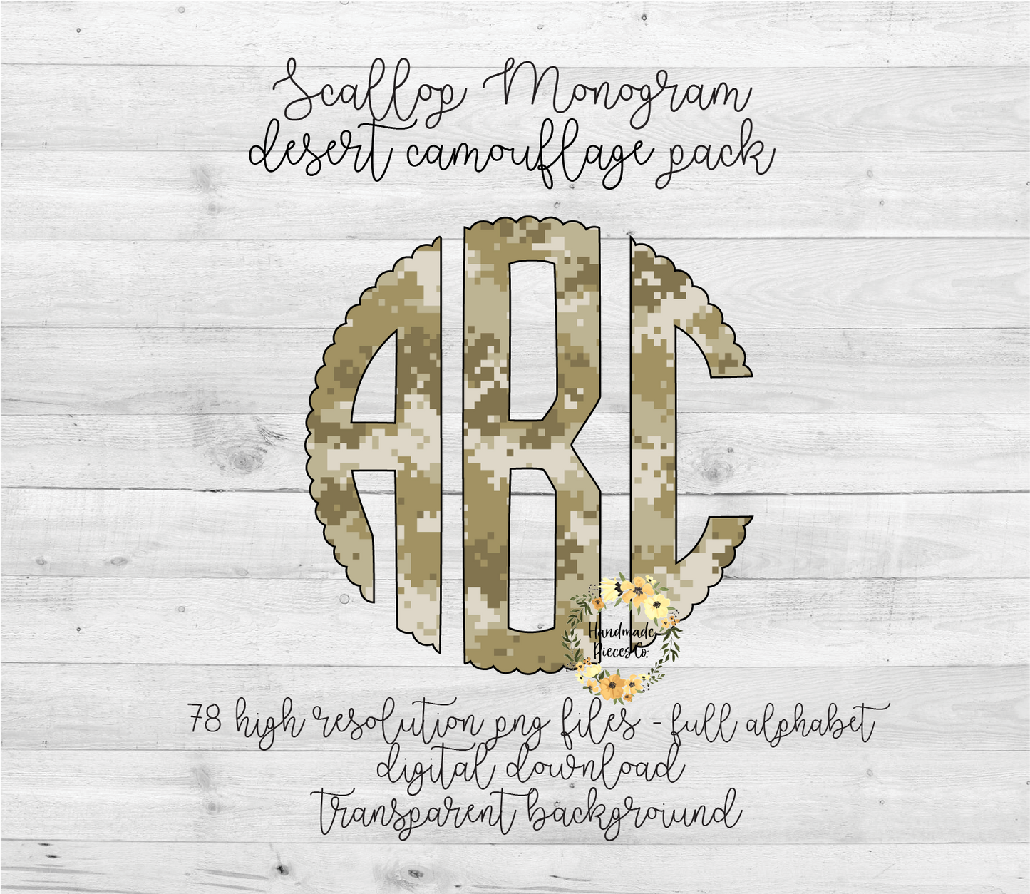 Camouflage, Desert Monogram - Multiple Styles - Digital Download