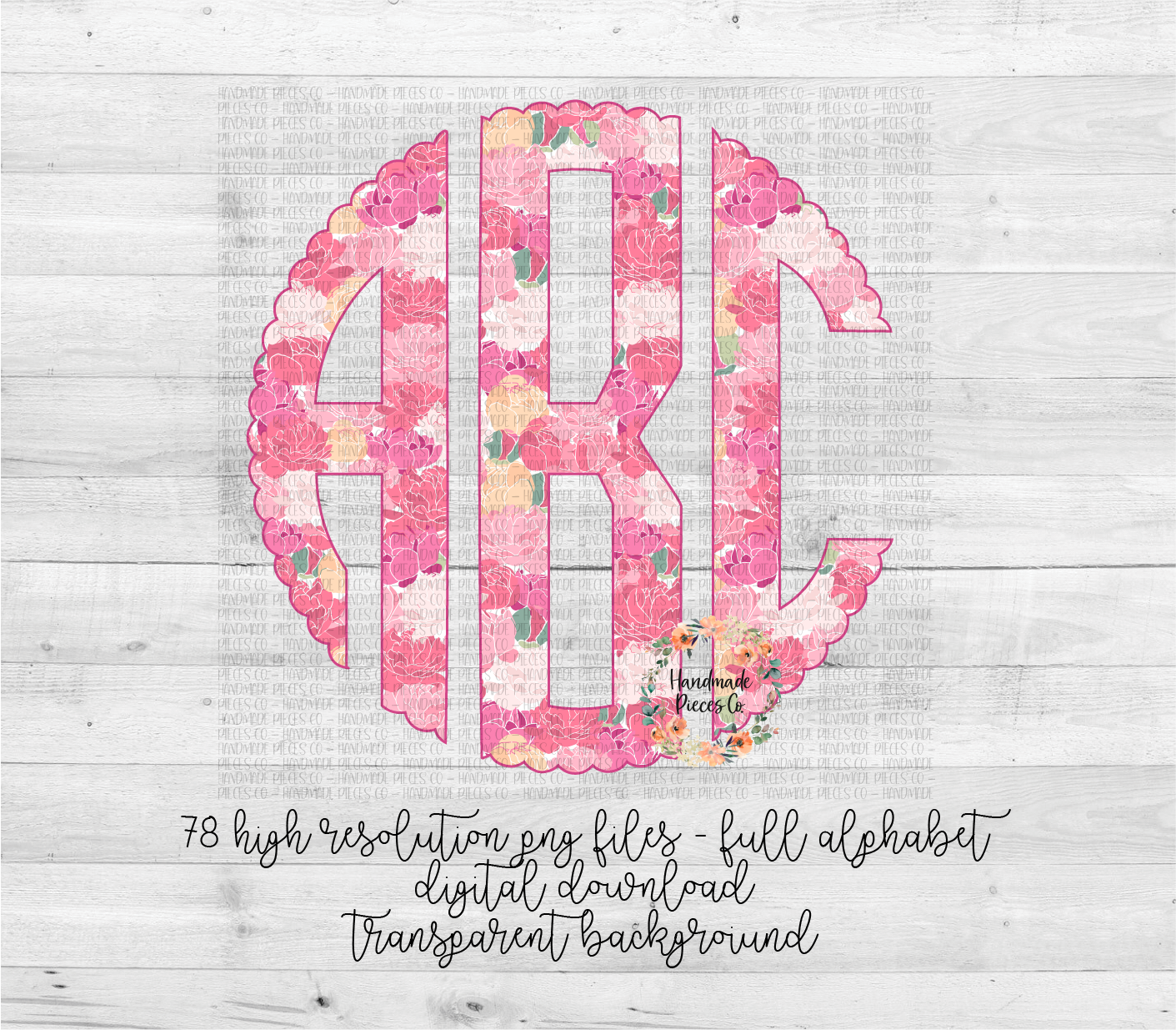 Peonies Monogram - Multiple Styles - Digital Download