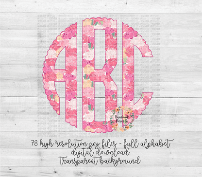 Peonies Monogram - Multiple Styles - Digital Download