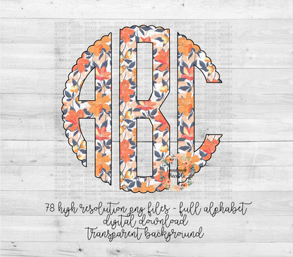 Floral Monogram, Floral 7 Lily - Multiple Styles - Digital Download