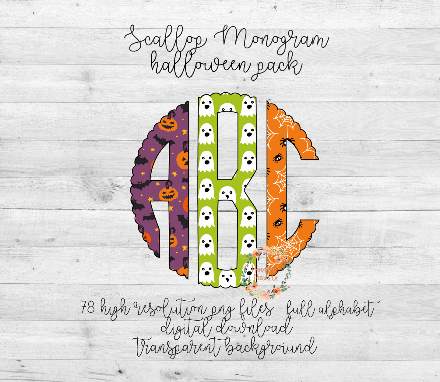 Halloween Trio Monogram - Multiple Styles - Digital Download