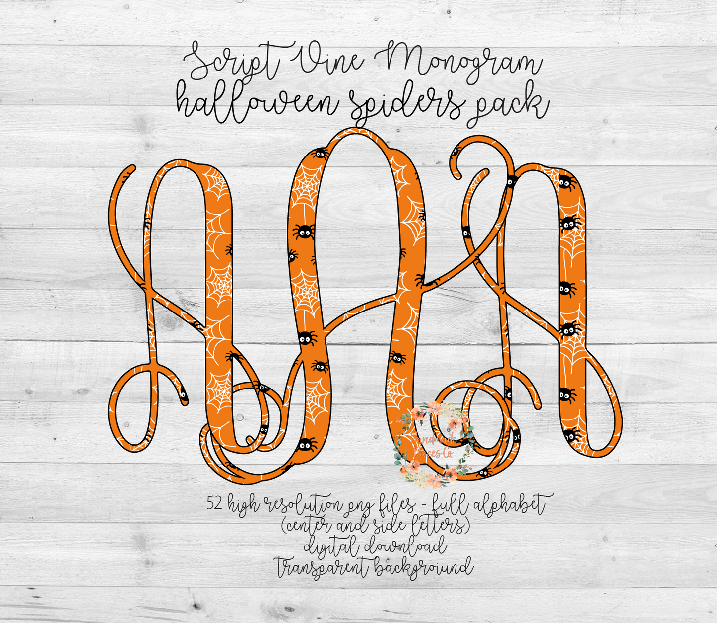 Halloween Spiders Monogram - Multiple Styles - Digital Download