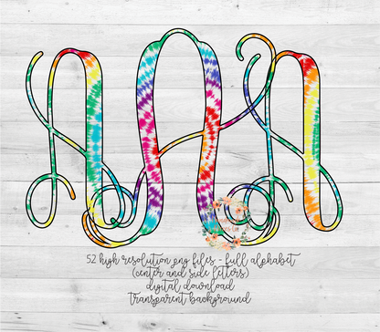 Tie Dye Monogram, Version 2 - Multiple Styles - Digital Download