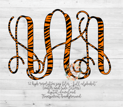 Tiger Monogram - Multiple Styles - Digital Download