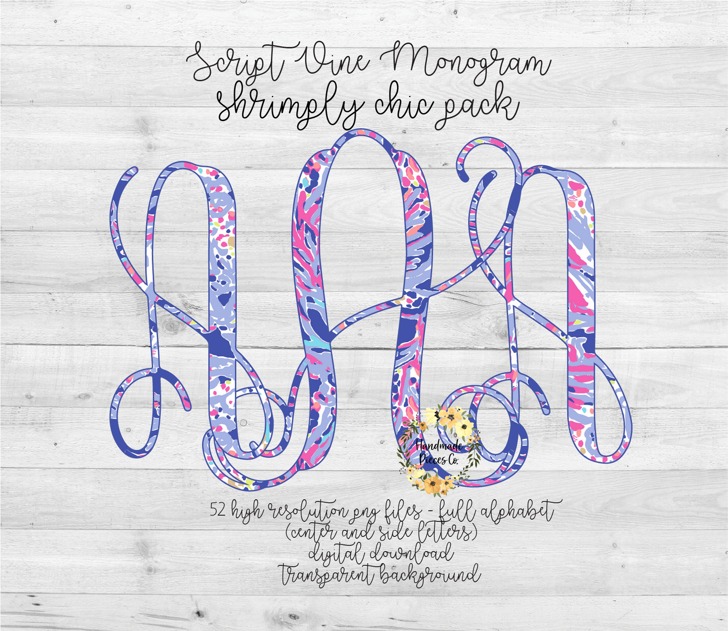 Shrimply Chic Monogram - Multiple Styles - Digital Download