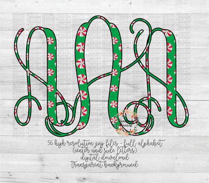 Peppermint Monogram, Green - Multiple Styles - Digital Download