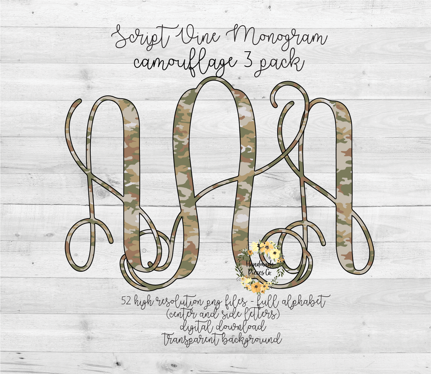 Camouflage 3 Monogram - Multiple Styles - Digital Download