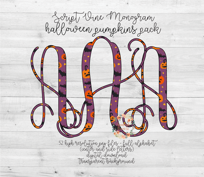 Halloween Pumpkins Monogram - Multiple Styles - Digital Download