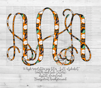 Halloween Monogram, Pattern 3 - Multiple Styles - Digital Download