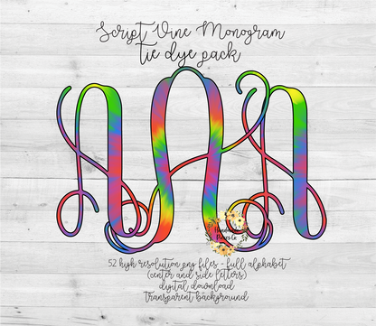 Tie Dye Monogram - Multiple Styles - Digital Download