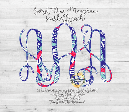 Seashelll Monogram - Multiple Styles - Digital Download