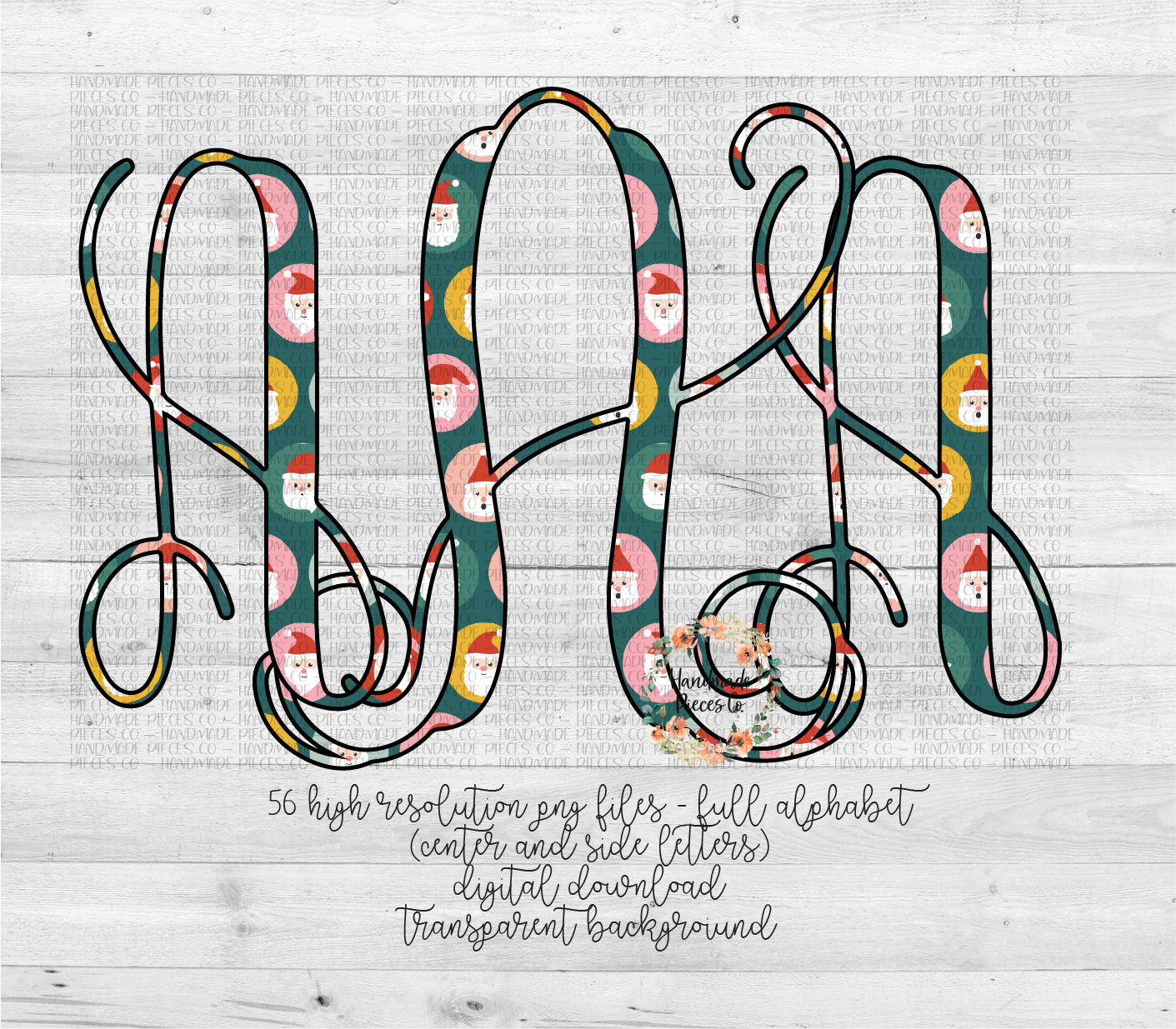 Santa Monogram, Multi - Multiple Styles - Digital Download