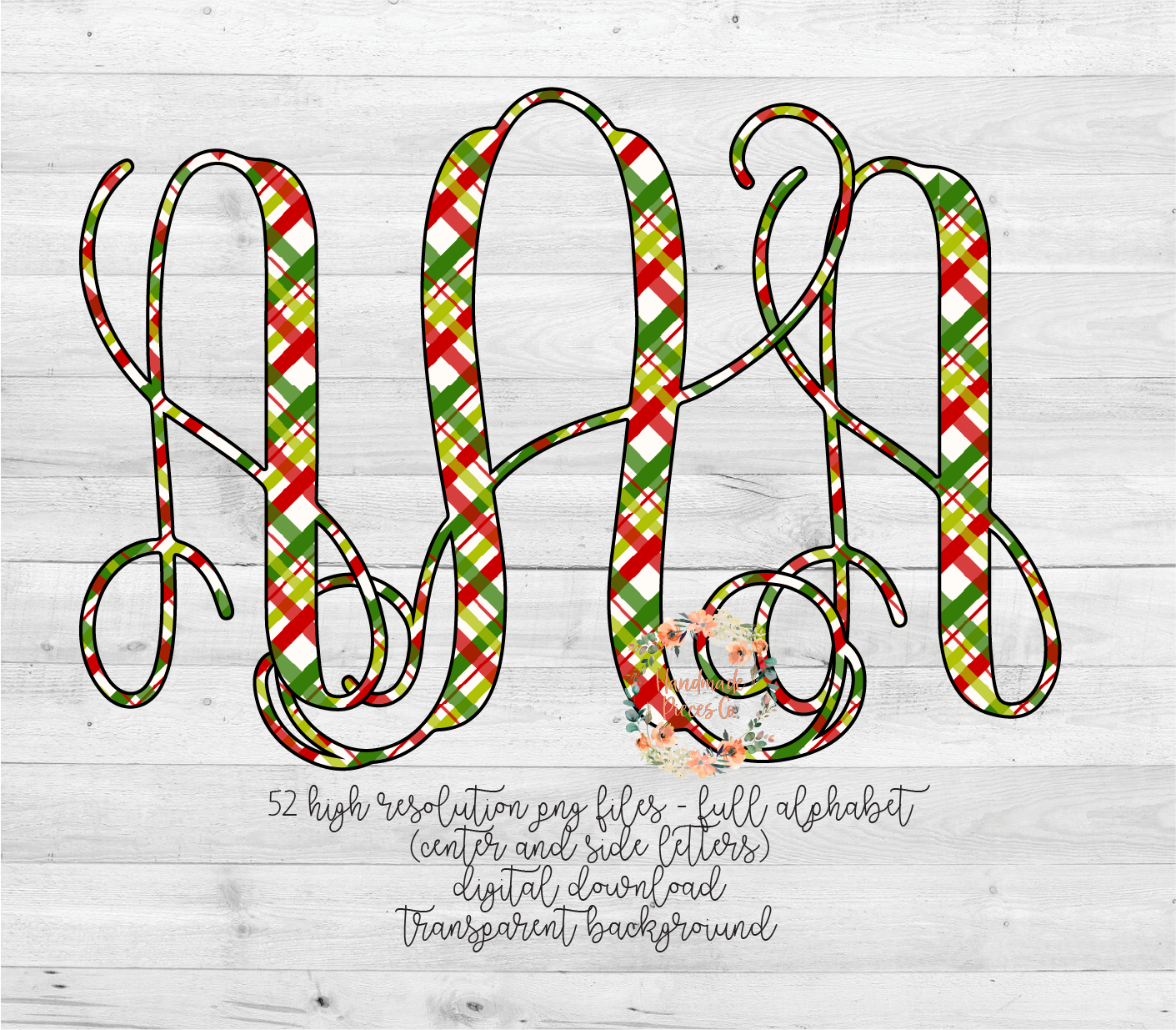 Christmas Plaid Monogram - Multiple Styles - Digital Download