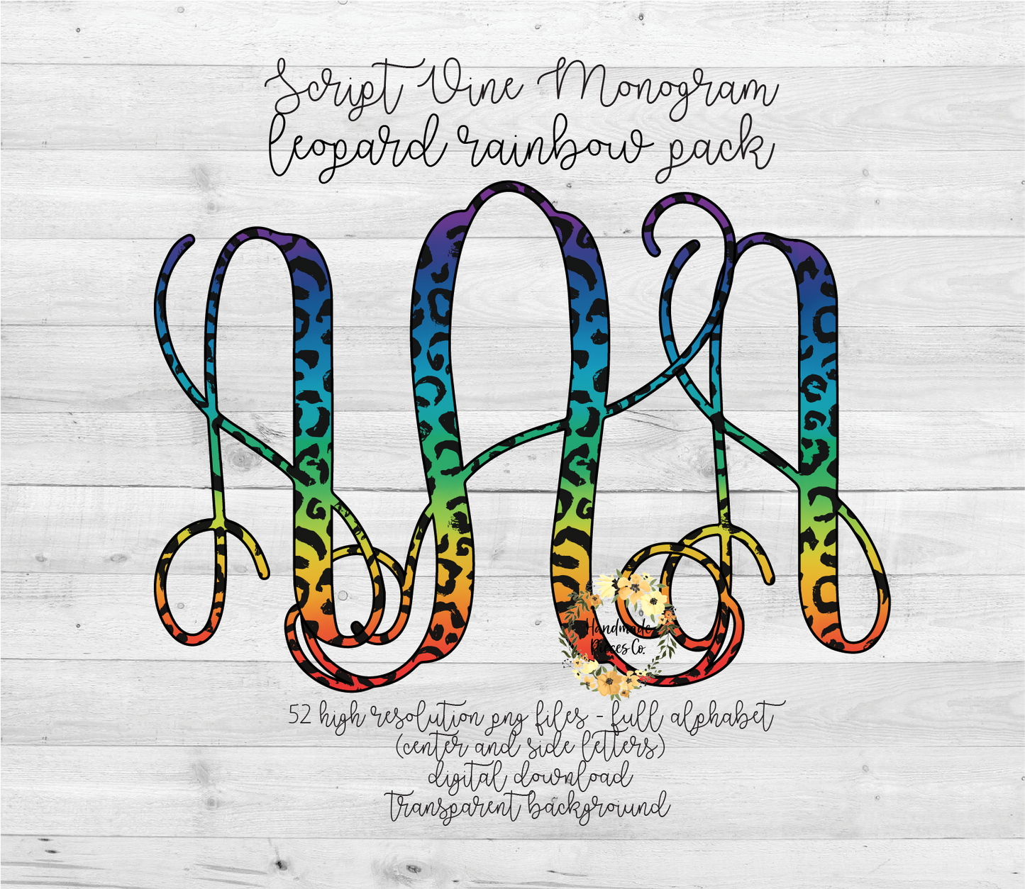 Leopard, Rainbow Monogram - Multiple Styles - Digital Download