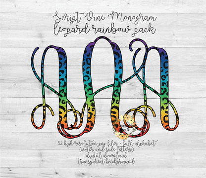 Leopard, Rainbow Monogram - Multiple Styles - Digital Download