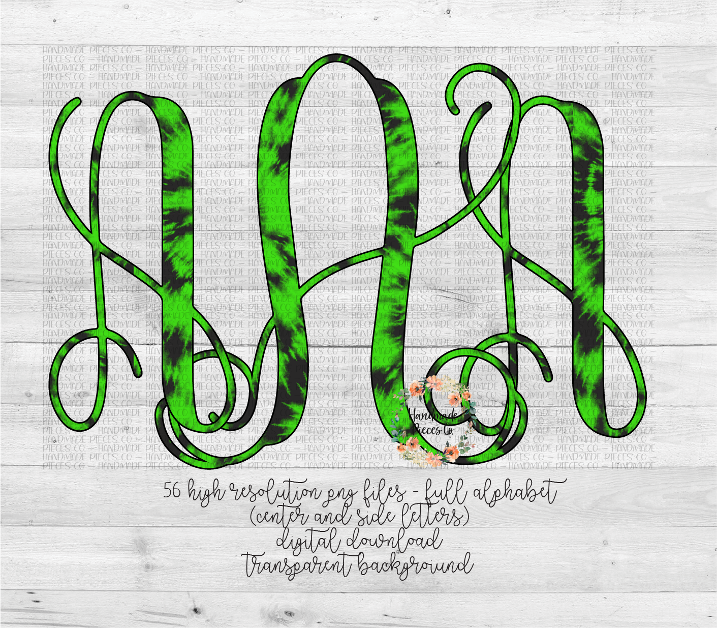 Halloween Tie Dye Monogram, Green - Multiple Styles - Digital Download