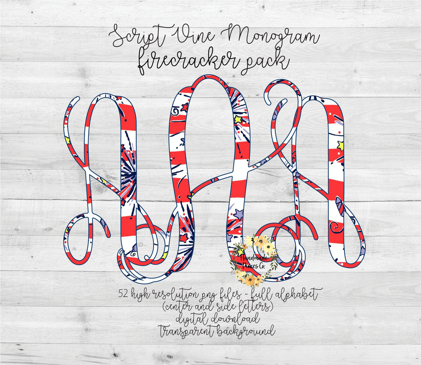 Firecracker Monogram - Multiple Styles - Digital Download