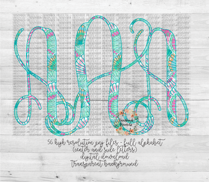 Seashell Monogram, Version 2 - Multiple Styles - Digital Download