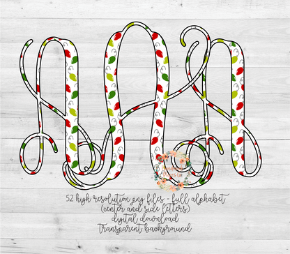 Christmas Lights Monogram - Multiple Styles - Digital Download