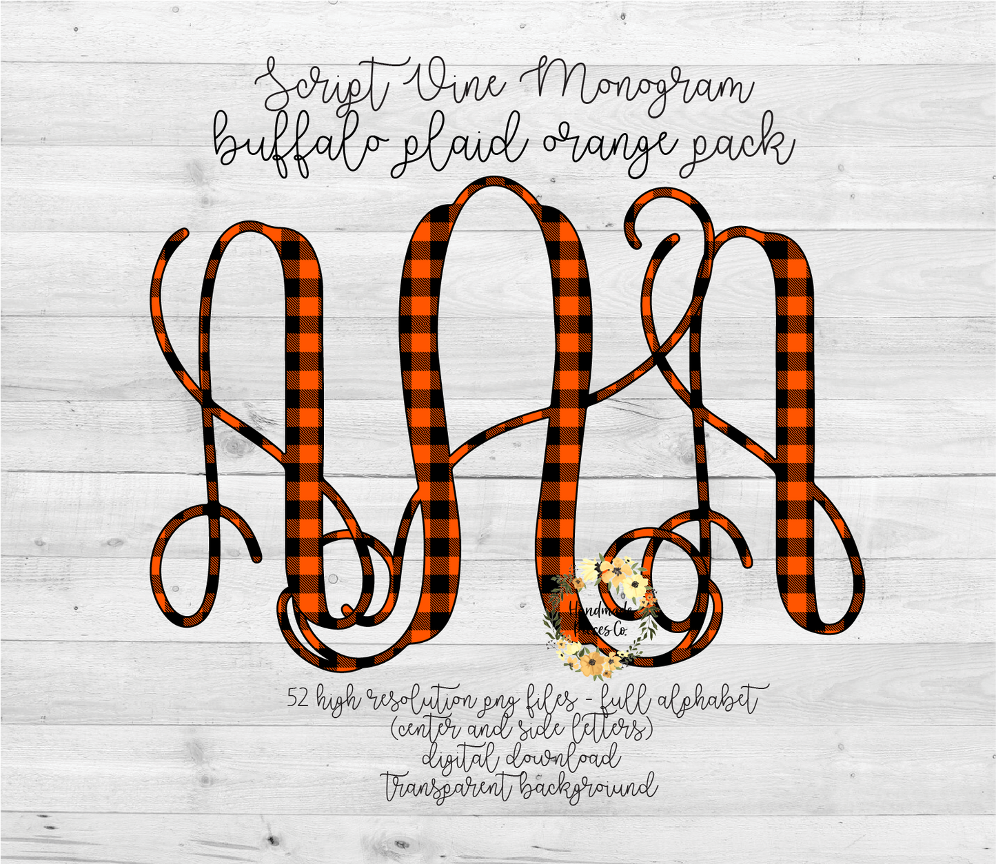 Buffalo Plaid, Orange Monogram - Multiple Styles - Digital Download