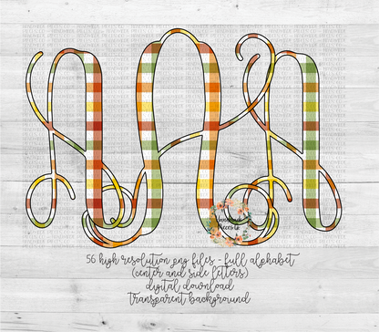 Autumn Plaid Monogram, Bright - Multiple Styles - Digital Download