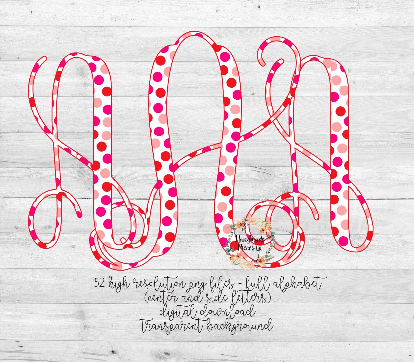 Valentine's Day, Polka Dot Monogram - Multiple Styles - Digital Download