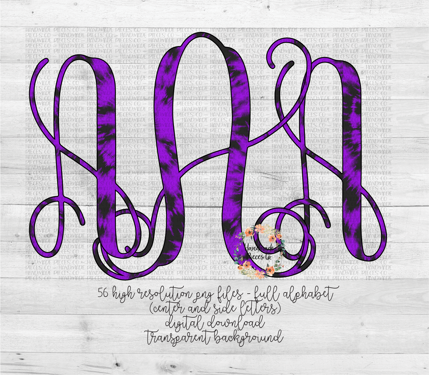 Halloween Tie Dye Monogram, Purple - Multiple Styles - Digital Download