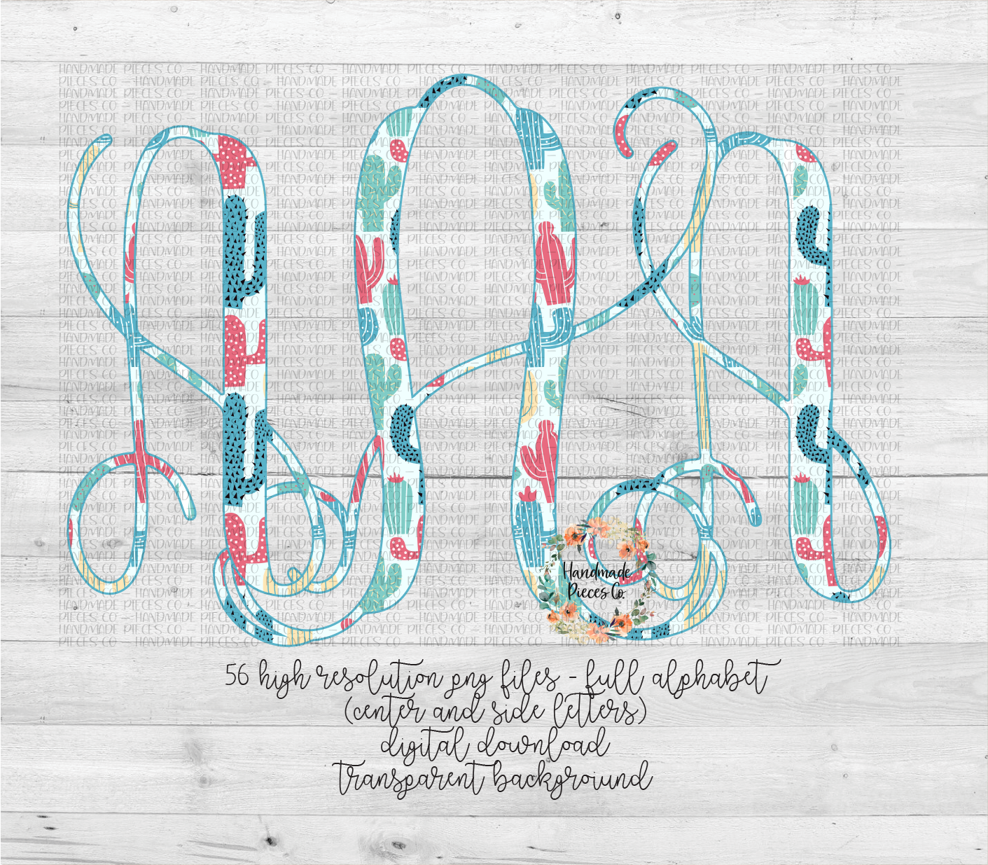 Cactus, Boho Monogram - Multiple Styles - Digital Download