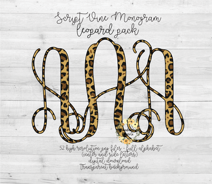 Leopard Monogram - Multiple Styles - Digital Download