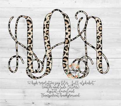 Leopard, Light Monogram - Multiple Styles - Digital Download